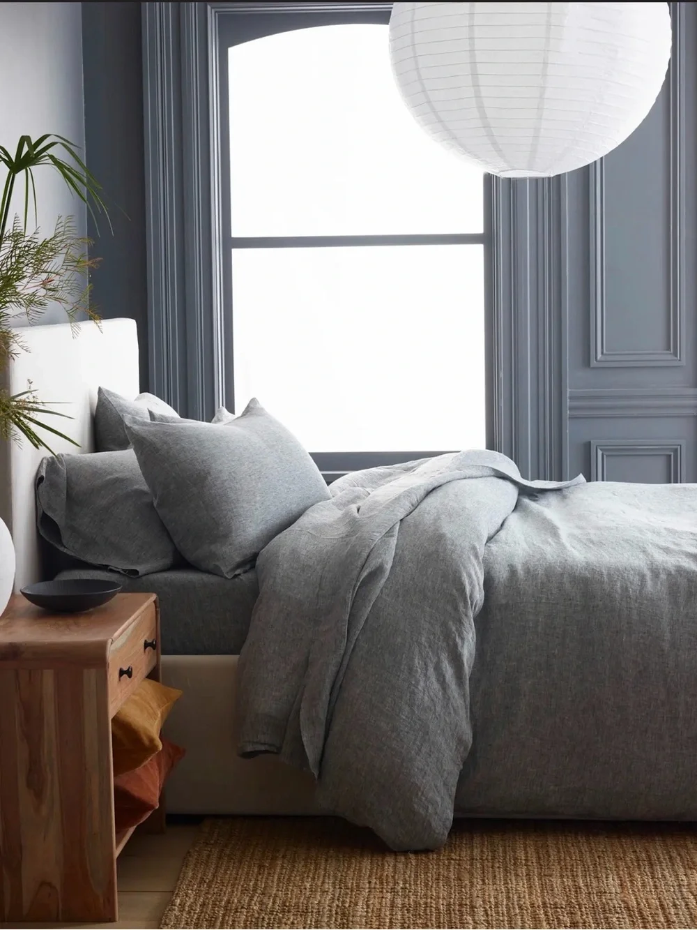 Quince NWOT European Linen Duvet Cover Set in Charcoal Chambray King/Cal King